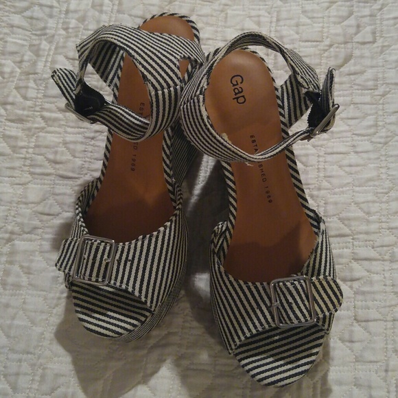 striped wedge sandals